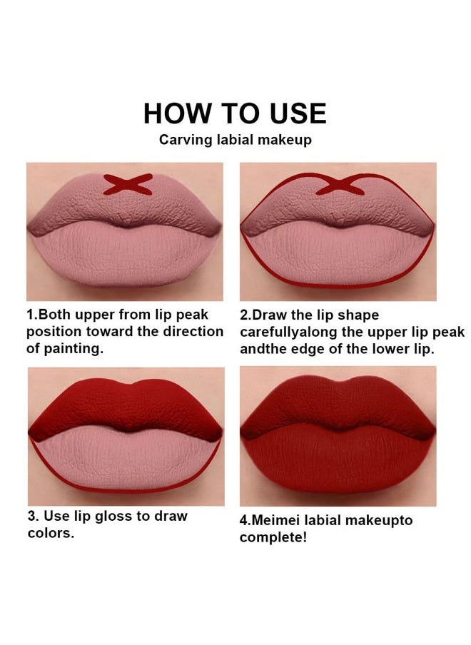 AMY'S DIARY - 2pcs Matte Dark Red Lip Liner and Lipstick Makeup Set, Liquid Lipstick 24H and Lip Liner Set Matt Liquid Lips Make Up Waterproof Long Lasting Lipstick Matte Kit with Lip liner kit (02) - Image 1