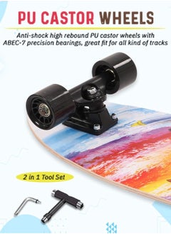 BAYBEE 68 CM Skating Board For Kids Adults With 7 Layer Maple Wood Deck Pp Wheels Double Kick Concave Skating Board For Beginners Learners Skateboard For Teen Boys Girls Above 5 Years Penguin  - Image 3