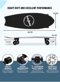 BAYBEE 68 CM Skating Board For Kids Adults With 7 Layer Maple Wood Deck Pp Wheels Double Kick Concave Skating Board For Beginners Learners Skateboard For Teen Boys Girls Above 5 Years Penguin  - Image 4