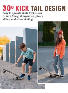 BAYBEE 68 CM Skating Board For Kids Adults With 7 Layer Maple Wood Deck Pp Wheels Double Kick Concave Skating Board For Beginners Learners Skateboard For Teen Boys Girls Above 5 Years Penguin  - Image 2