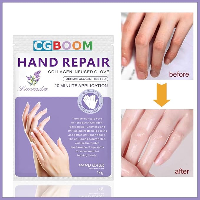 CGBOOM 5 Pairs Hands Moisturizing Gloves Hand Skin Repair Renew Mask wInfused Collagen Moisture Enhancing Gloves for Dry Aging Cracked Hands HoneyMilk - Image 4