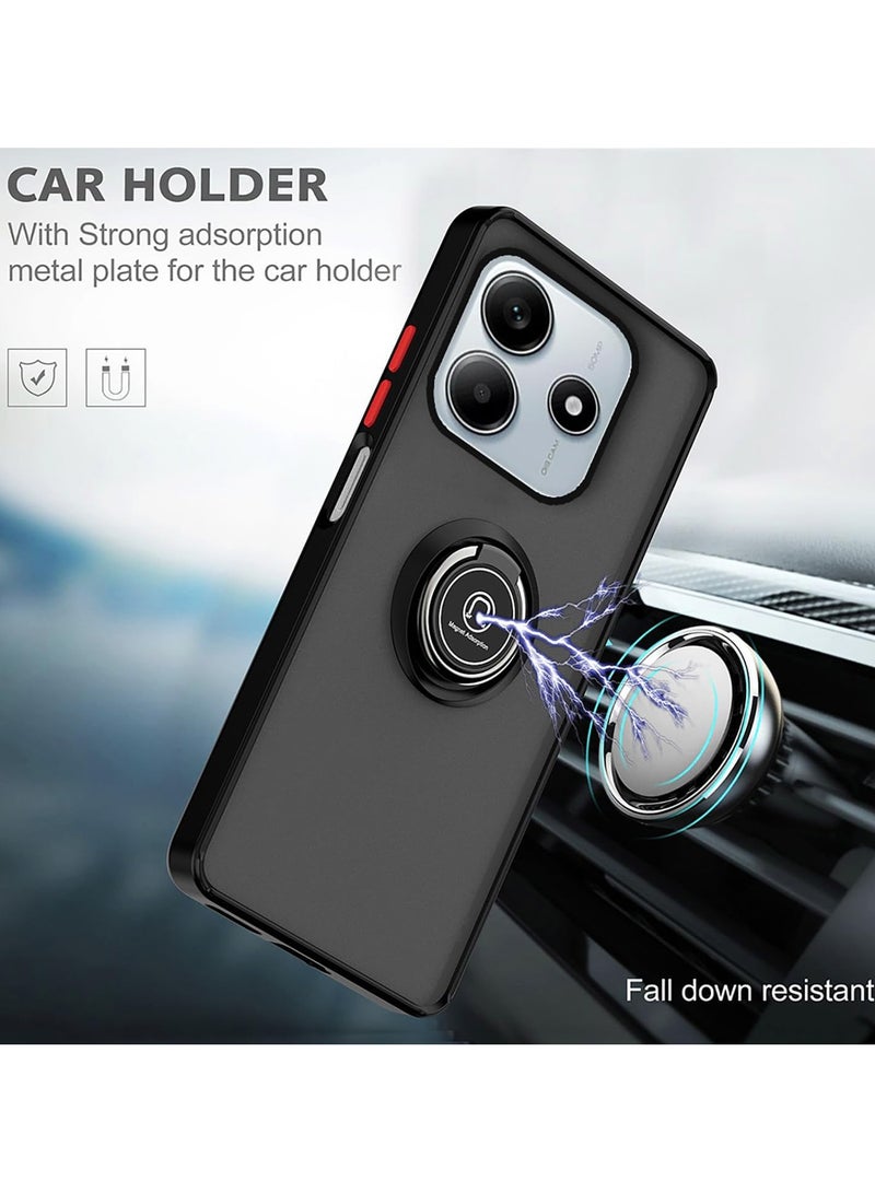 Case For Redmi Note 14 5G Rotational Metal Ring Grip Kickstand Cover Magnetic Car Mount Holder Case Shockproof TPU Bumper for Redmi Note 14 5G - Image 3