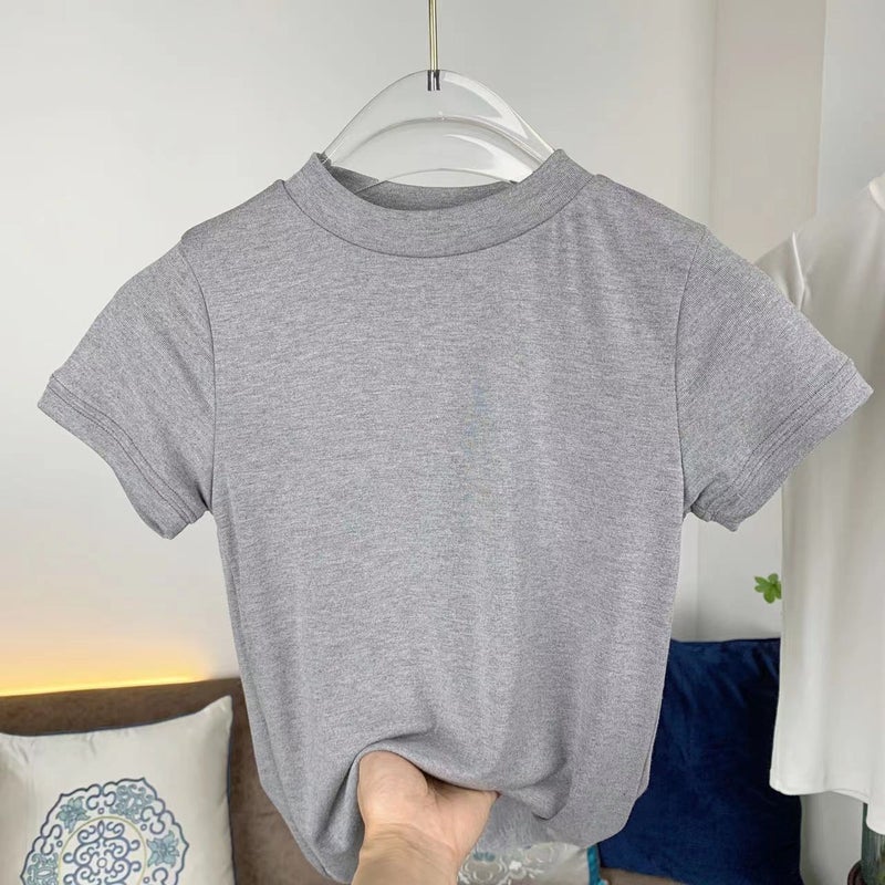 Figure Showy Super Soft Tight Model Cotton Short-sleeved T-shirt Women's Small Round Neck Pure Style Spice Girls Inner Base Shirt - Image 1