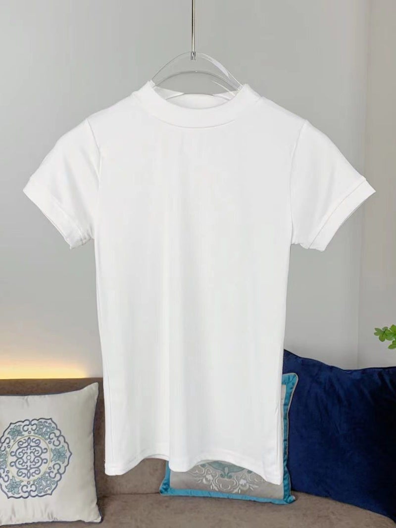 Figure Showy Super Soft Tight Model Cotton Short-sleeved T-shirt Women's Small Round Neck Pure Style Spice Girls Inner Base Shirt - Image 4