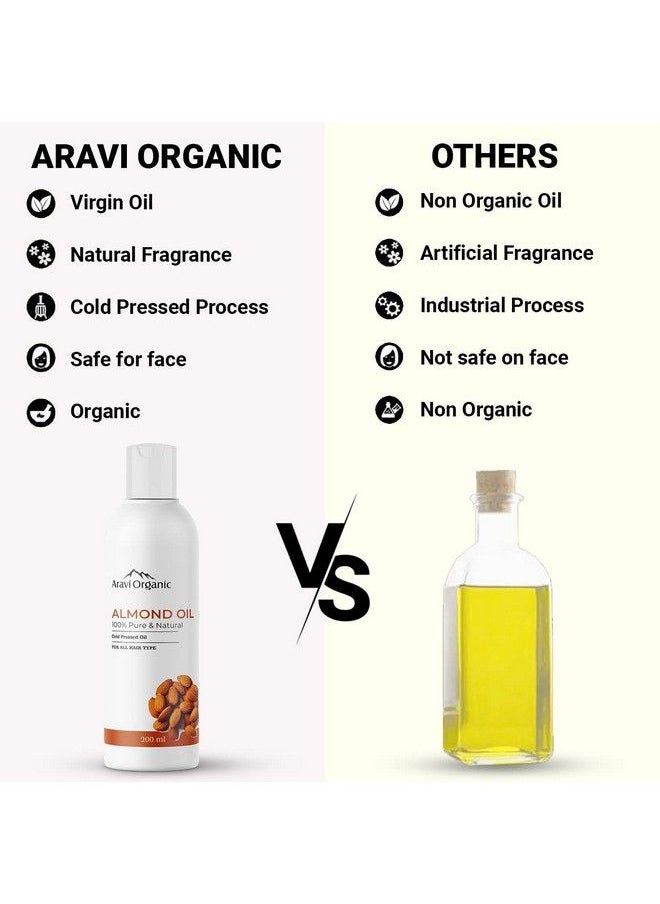 Aravi Organic Cold Pressed Badam Rogan Sweet Almond Oil 200Ml With Neem Wood Comb Combo (Pack Of 2)  - Image 5