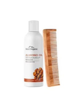 Cold Pressed Badam Rogan Sweet Almond Oil 200Ml With Neem Wood Comb Combo (Pack Of 2)