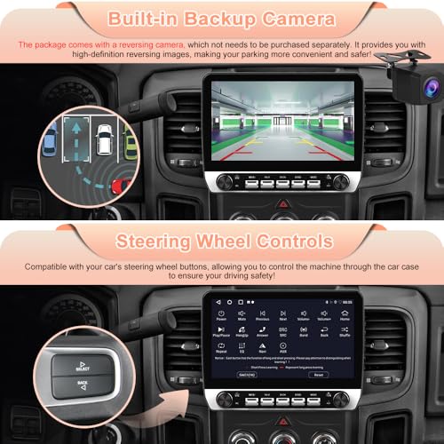 Votheon 10.1" Car Radio Stereo for Dodge RAM 1500 2500 3500 2013-2018 | Android 13 Quad-Core | 2GB+64GB | CarPlay Android Auto | WiFi Bluetooth GPS | FM AM RDS DSP | SWC | Backup Camera - Image 4