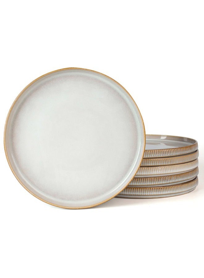 Famiware Star Dinner Plates for 6, 10 inches Plate Set, Scratch Resistant, Stoneware Dinnerware, Kitchen Modern Rustic Serving Dishes, Cappuccino White - Image 1
