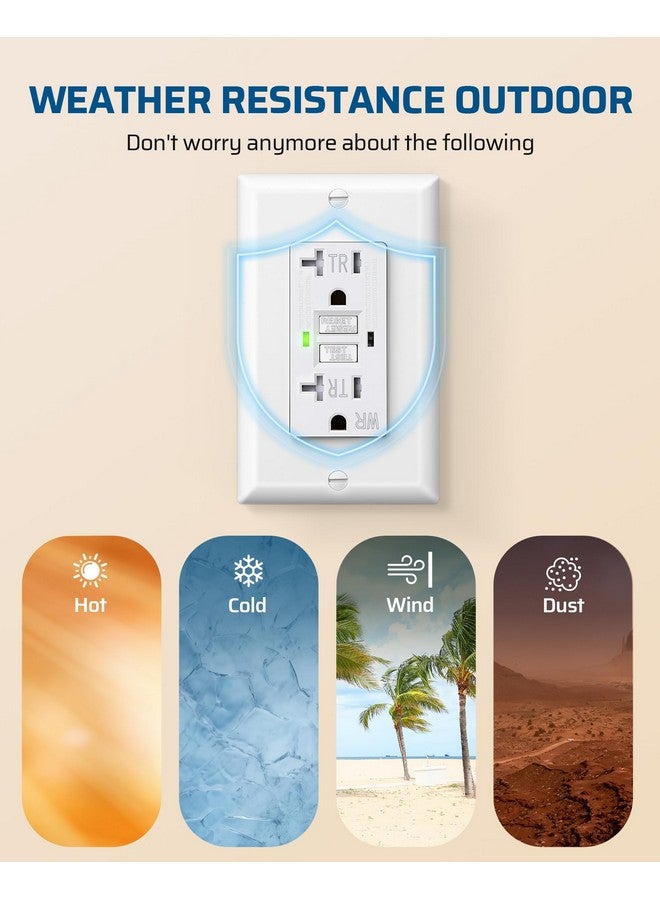 DEWENWILS 5-Pack GFCI Outlet 20Amp, Outdoor Weather-Resistant(WR), Tamper-Resistant(TR), UL Listed, Gfi Self-Test, LED Indicator, Wallplate Included with Thinner Design, White - Image 1