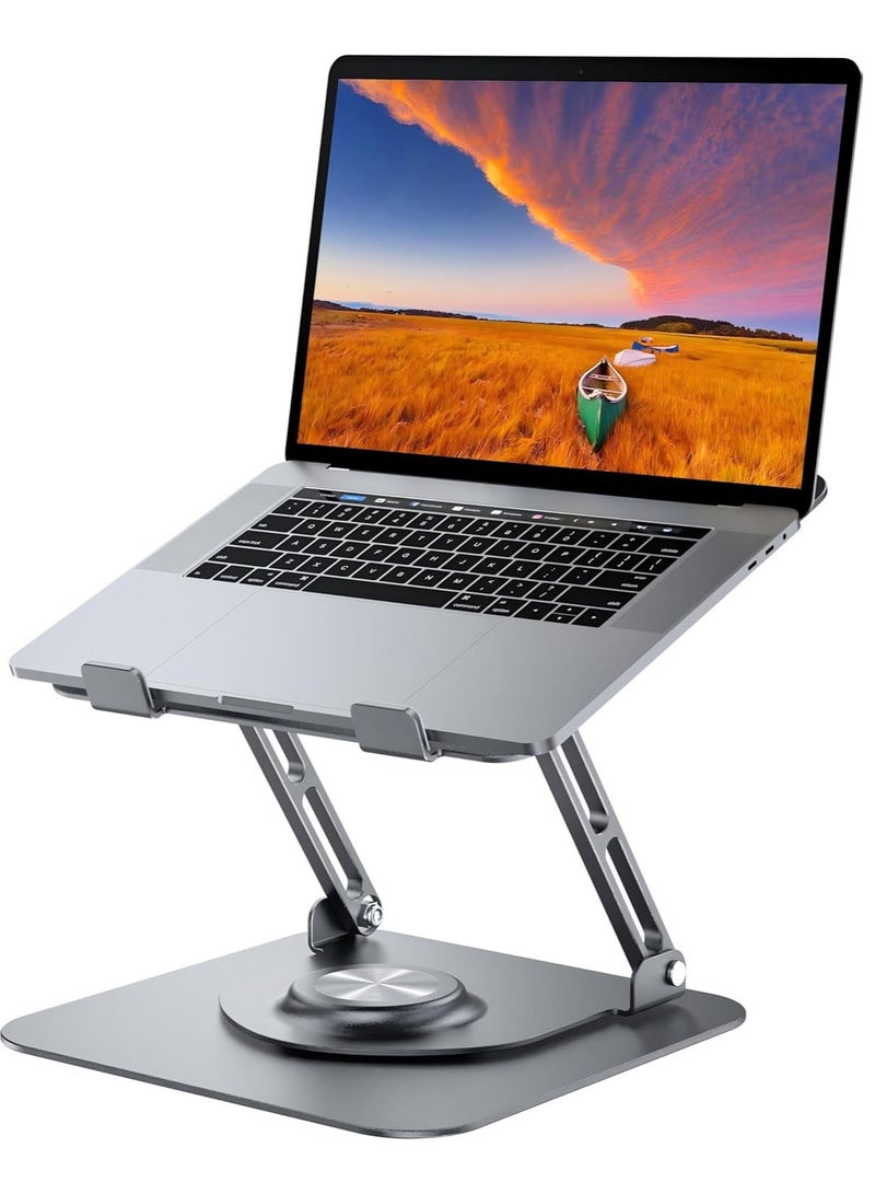 مس تيارا حامل كمبيوتر محمول للمكتب، حامل كمبيوتر قابل للتعديل بقاعدة دوارة 360 درجة، حامل كمبيوتر محمول مريح للعمل التعاوني، حامل كمبيوتر محمول قابل للطي والحمل، مناسب لجميع أجهزة الكمبيوتر المحمولة مقاس 10-16 بوصة - Image 1
