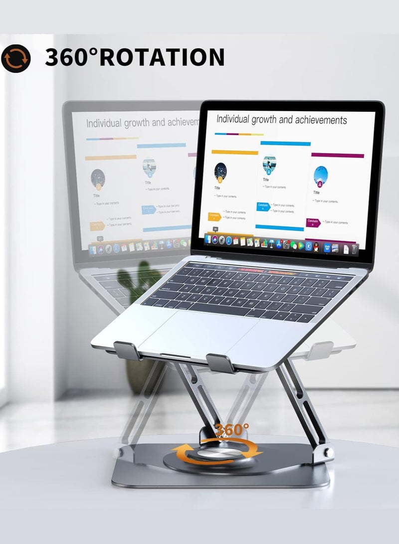 مس تيارا حامل كمبيوتر محمول للمكتب، حامل كمبيوتر قابل للتعديل بقاعدة دوارة 360 درجة، حامل كمبيوتر محمول مريح للعمل التعاوني، حامل كمبيوتر محمول قابل للطي والحمل، مناسب لجميع أجهزة الكمبيوتر المحمولة مقاس 10-16 بوصة - Image 2