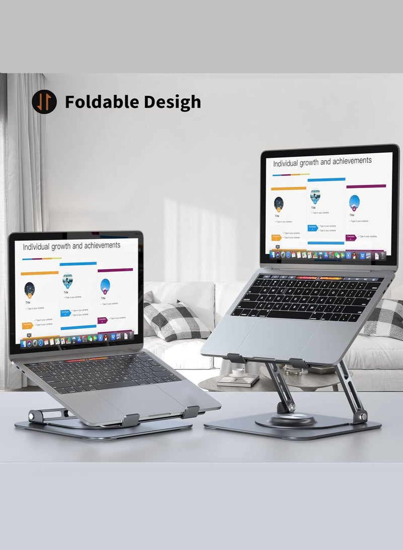 مس تيارا حامل كمبيوتر محمول للمكتب، حامل كمبيوتر قابل للتعديل بقاعدة دوارة 360 درجة، حامل كمبيوتر محمول مريح للعمل التعاوني، حامل كمبيوتر محمول قابل للطي والحمل، مناسب لجميع أجهزة الكمبيوتر المحمولة مقاس 10-16 بوصة - Image 3