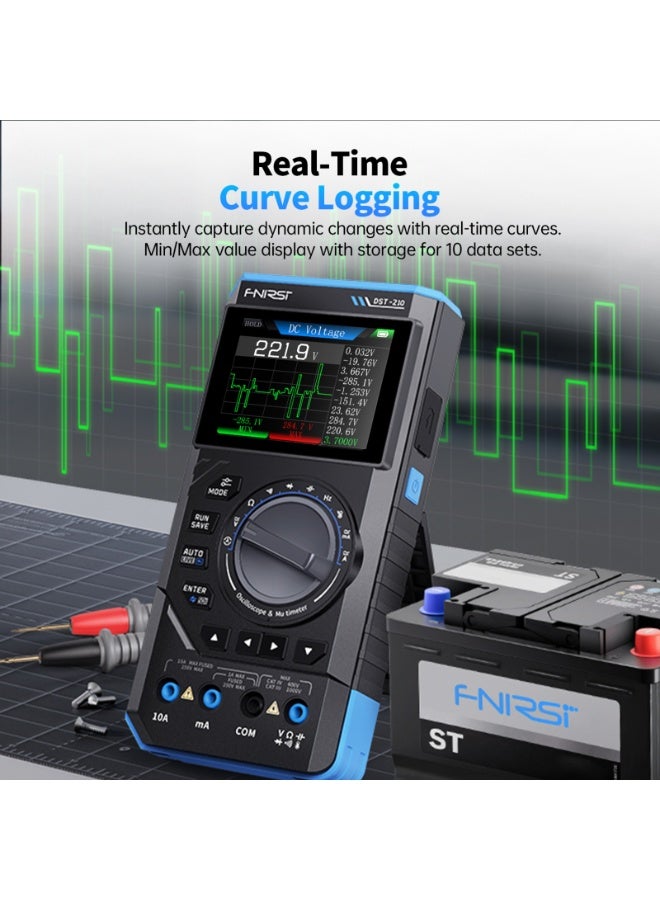 فنيرسي جهاز قياس متعدد رقمي 3 في 1 من FNIRSI DST-210 مزود بمصدر إشارة و19999 عدادًا ونطاق ترددي 10 ميجاهرتز ومعدل أخذ عينات 48 ميجا ساك/ثانية وأداة كهربائية محمولة - Image 5