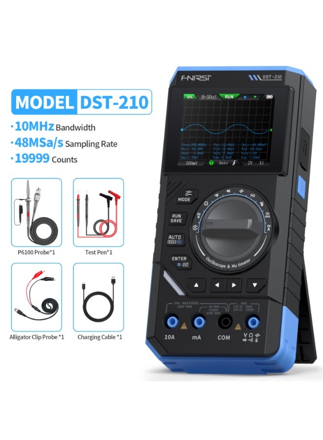 فنيرسي جهاز قياس متعدد رقمي 3 في 1 من FNIRSI DST-210 مزود بمصدر إشارة و19999 عدادًا ونطاق ترددي 10 ميجاهرتز ومعدل أخذ عينات 48 ميجا ساك/ثانية وأداة كهربائية محمولة - Image 2
