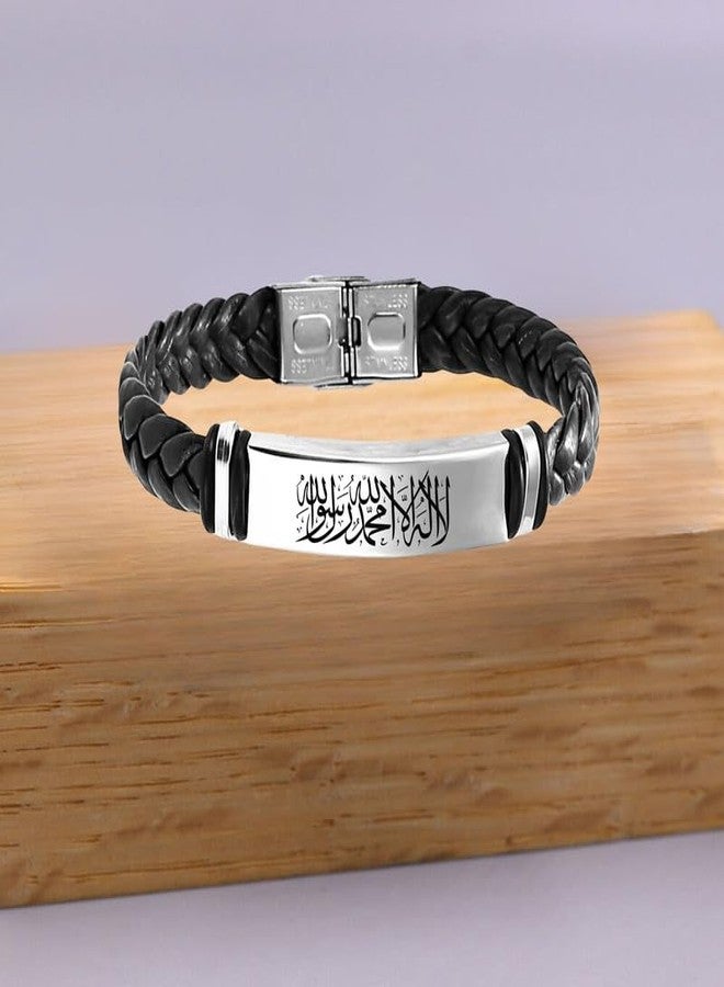 M Men Style أساور جلدية مضفرة بنمط عربي أنيق للرجال والنساء، مزودة بمشبك مغناطيسي أصلي، سوار معصم عتيق، مجوهرات صداقة للأزواج SBr2025123 - Image 3