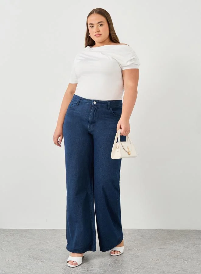 Styli Styli Plus High Rise Loose Fit Jeans