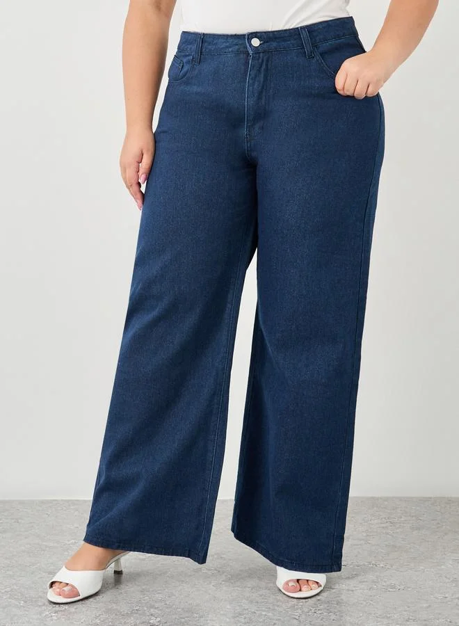 Styli Styli Plus High Rise Loose Fit Jeans