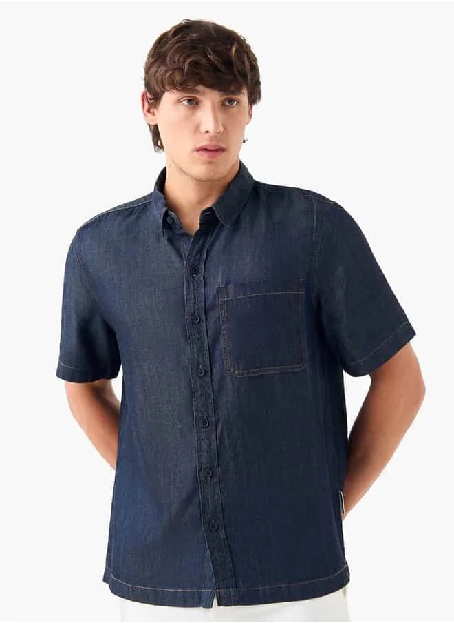 Lee Cooper Lee Cooper Regular Fit Denim Shirt with Short Sleeves