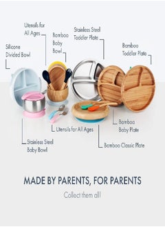 Avanchy Avanchy Bamboo Baby Bowl & Spoon - Baby Cutlery - Bamboo Kids Bowl - BPA Free Bowl - Bamboo Kids Utensils - Baby Bowl and Spoons Set, Green - 5" x 3"  - Image 3