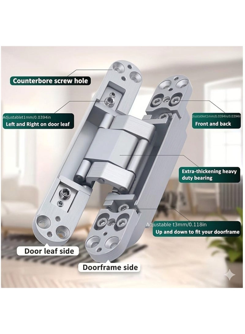 MHE Heavy-Duty Concealed Hinges – Hidden Door Hinges for Wooden & Flush Doors, Satin Silver Chrome Finish, 6 Inch (150mm) Pack of 2 - Image 4