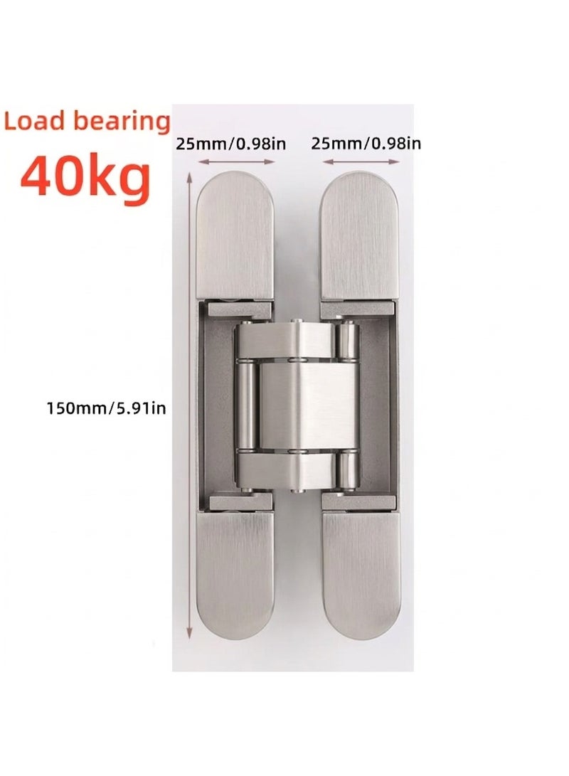 MHE Heavy-Duty Concealed Hinges – Hidden Door Hinges for Wooden & Flush Doors, Satin Silver Chrome Finish, 6 Inch (150mm) Pack of 2 - Image 2
