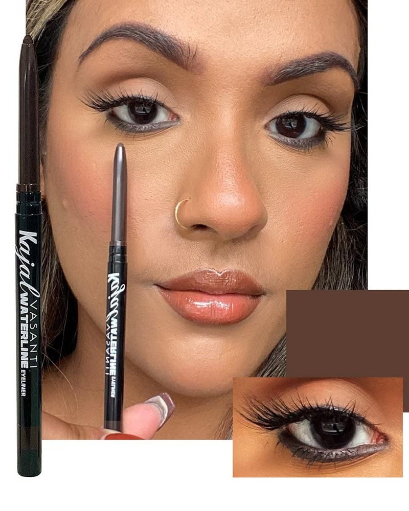 VASANTI Kajal Waterline Eyeliner Pencil - Long-lasting, Waterproof, Smudge-proof, Safe for Sensitive Eyes, Waterline Eye Liner - Opthalmologist Approved and Tested (Rich Brown) - Image 2
