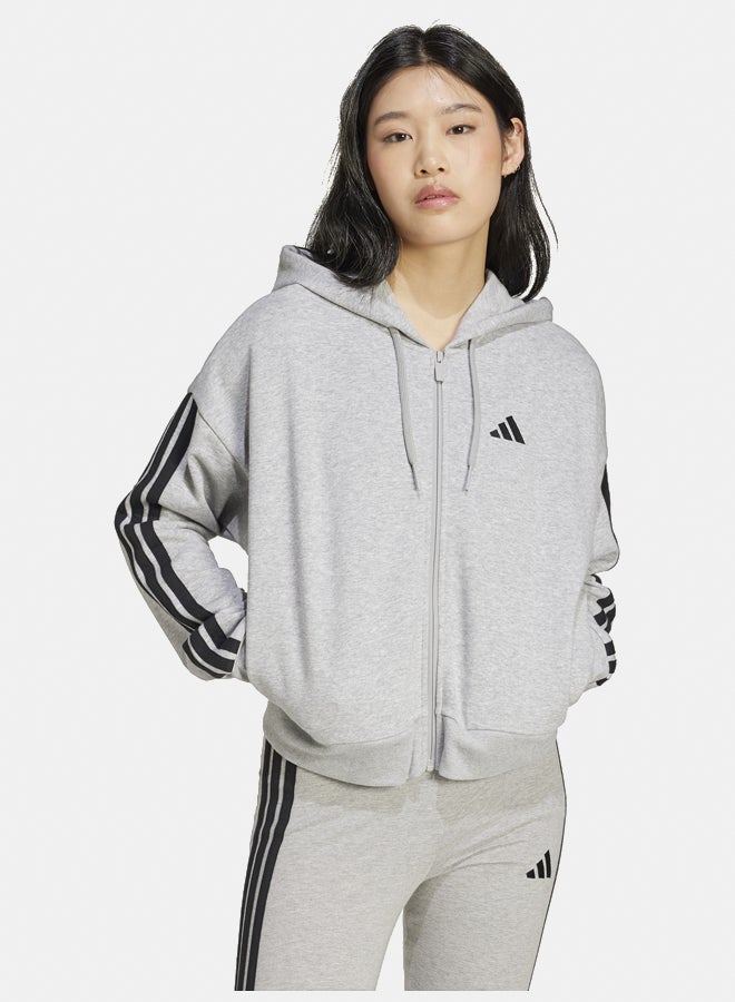Adidas essentials 3-stripes french terry full zip women's hooded track top - Image 1