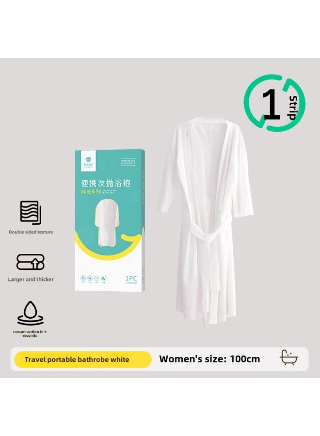Time Disposable Bed Sheet Quilt Cover Pillowcase Travel Portable Double Four-piece Travel Suit Increased Thickening-Color:[Vacuum] Women's White Throwing Bathrobe 100cm 1 Pack - Image 1