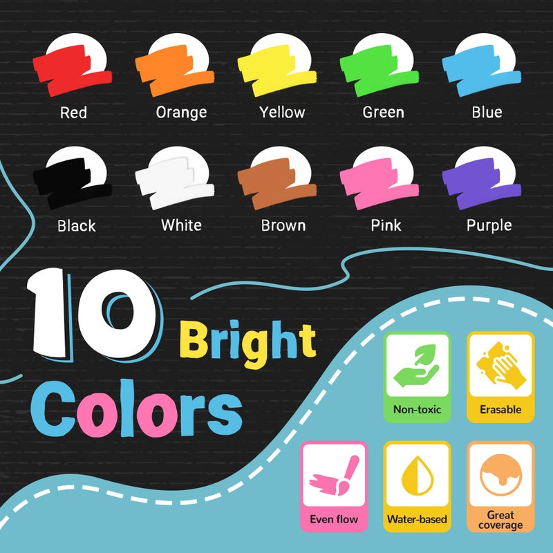 SRUOLOC Window Chalk Markers for Glass Washable, 10 Colors Jumbo Liquid Chalk Marker with 10mm 3 in 1 Nib Thick Wide Tips, Big Chalkboard Markers, Car Paint Pen for Auto, Bistro, Mirror, Poster, Blackboards - Image 3