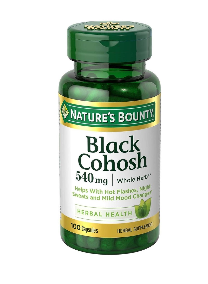 حبوب جذور الكوهوش السوداء والمكملات الصحية العشبية، دعم طبيعي لانقطاع الطمث، 540 مجم، 100 كبسولة