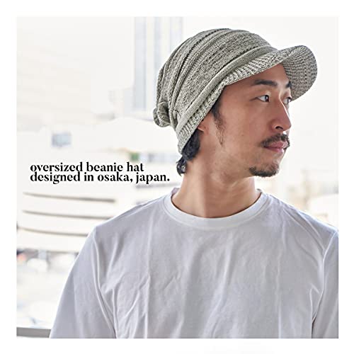 CHARM Mens Brimmed Knit Beanie - Womens Summer Slouchy Beanie Visor Hat Winter Slouch Knit Hats Warm Baggy Caps Navy - Image 2