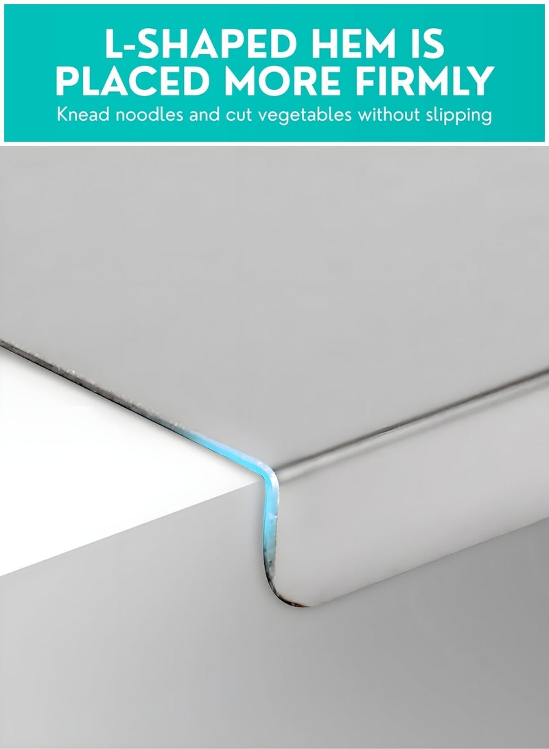 Golden Apple Market 304 Stainless Steel Cutting Board with Lip,40*30 Large Non Slip Chopping Board for Kitchen Countertop, Double Sided Food Grade Meat Cutting Board for Vegetables, Fruits, Bread, Dough Kneading & Food Preparation - Image 4