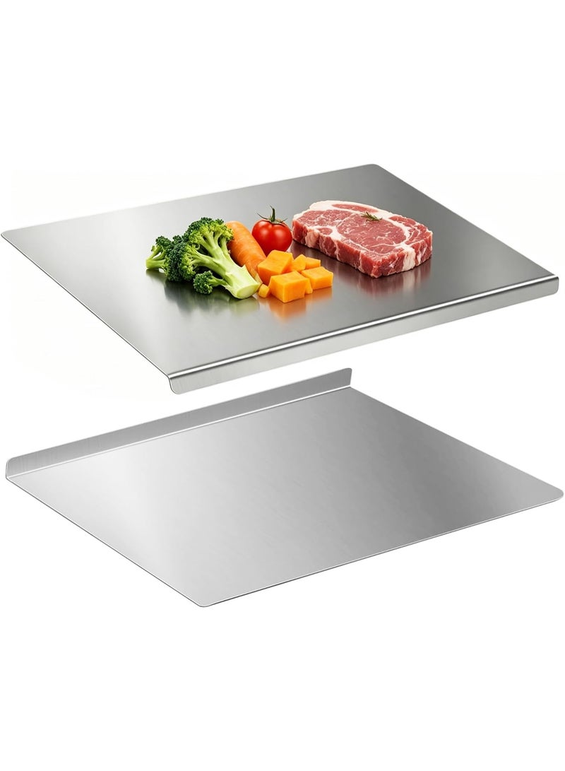 Golden Apple Market 304 Stainless Steel Cutting Board with Lip,40*30 Large Non Slip Chopping Board for Kitchen Countertop, Double Sided Food Grade Meat Cutting Board for Vegetables, Fruits, Bread, Dough Kneading & Food Preparation - Image 1