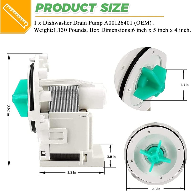 Techecook A00126401 AP5690431 bpx1-90e Dishwasher Drain Pump by - Fit for Frigidaire Kenmore Dishwasher - Replacement Part 5304492415 bpx1-90e 154736201 PS8689824 AP5690431 - Image 5