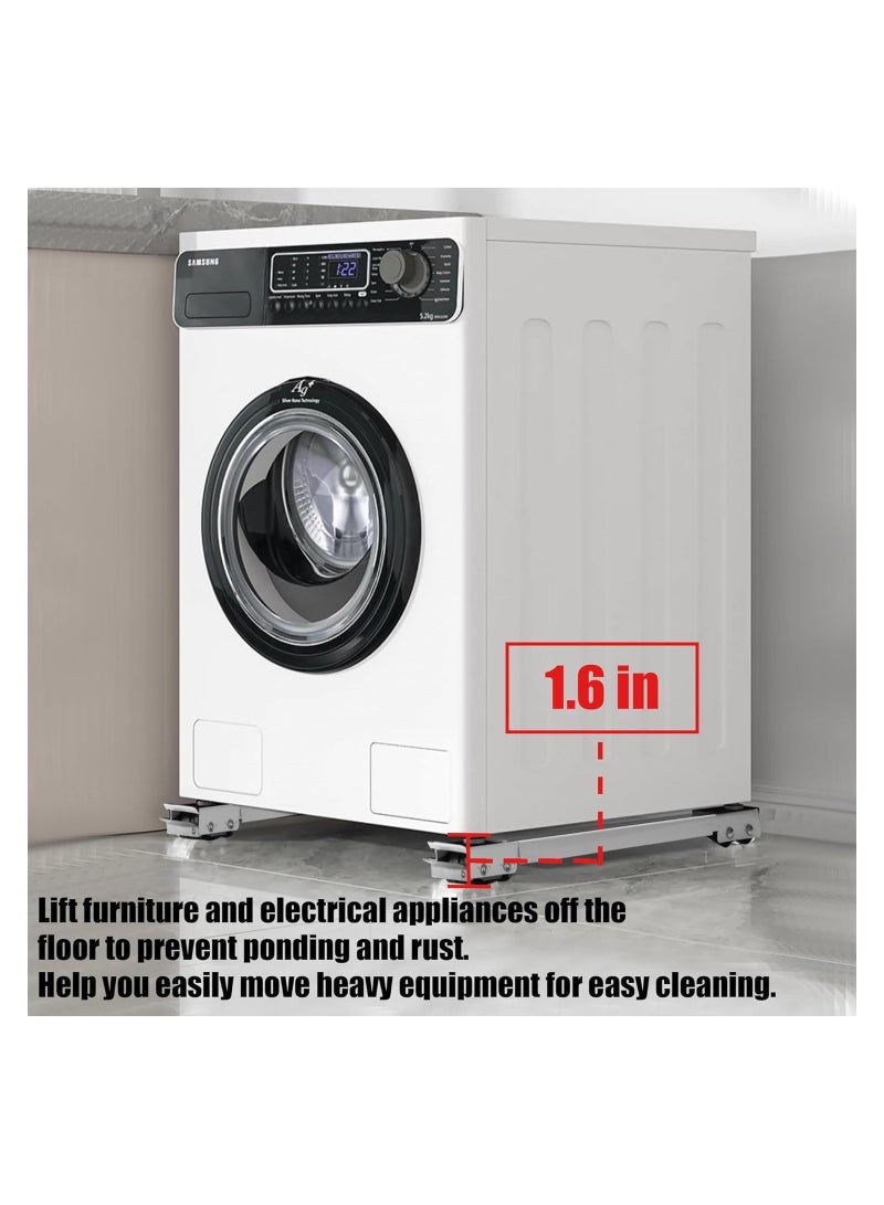 Heavy Duty Furniture Appliances Rollers, Extensible Washing Machine Base Mobile Wheels for Refrigerators, Dryers, Dishwashers and Other Heavy Objects, Max Load 1100 lb, Non-Slip, White  - Image 3
