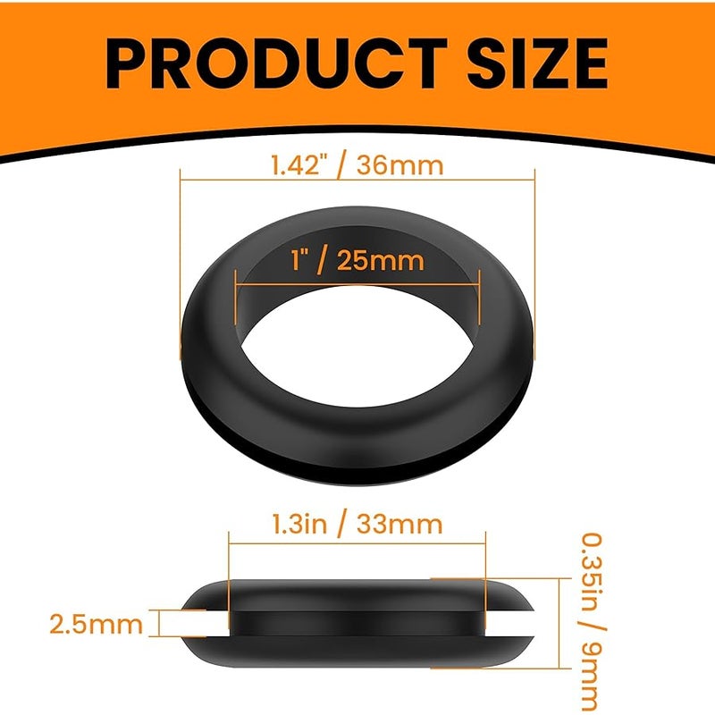 Aifeier ET 20 Pcs 1 Inch Rubber Grommets, 25mm Firewall Rubber Drill Hole Wire Grommets Washers Gaskets Plugs for Wiring, Hole Plugs, Automotive Firewall, Wires Protection and Organization - Image 2