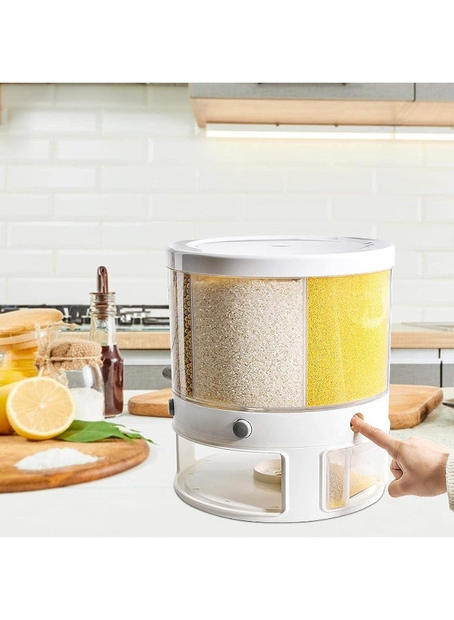 YRHH 10 Kg Rice Dispenser 6 Grid Rotary Rice Storage Box Container  - Image 4