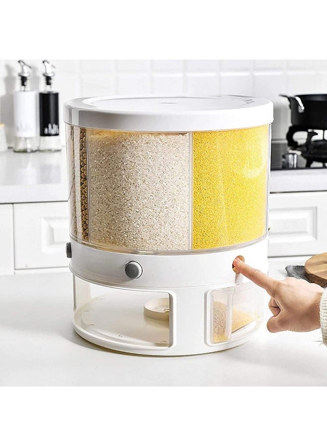 YRHH 10 Kg Rice Dispenser 6 Grid Rotary Rice Storage Box Container  - Image 5