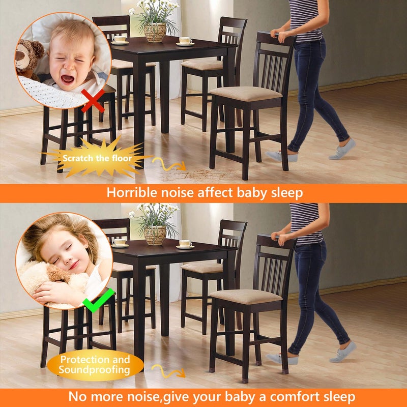 BAIPOK 36Pcs Chair Leg Floor Protectors, Square Silicone Chair Leg Protectors for Hardwood Floors, Felt Furniture Pads Chair Sliders, Chair Leg Covers, Reduce Noise & No Scratch, Brown, Large - Image 5