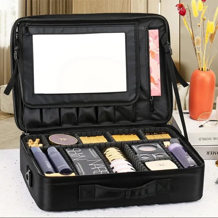 SHAMAX® Professional Makeup Bag for Women Travel Cosmetic Kit Storage Vanity Box Vanity Bag for Cosmetics Makeup Brush Bag with Adjustable Dividers Organisers (8512) - Image 3