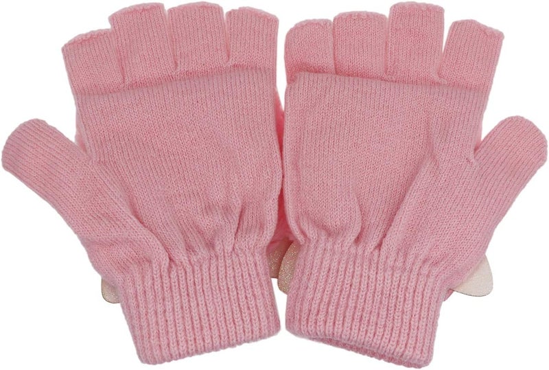 Newfancy Kids Unicorn Flip Top Gloves with Mitten Cover Knitted Winter Fingerless Convertible Mittens for Boy Girls Toddler - Image 2
