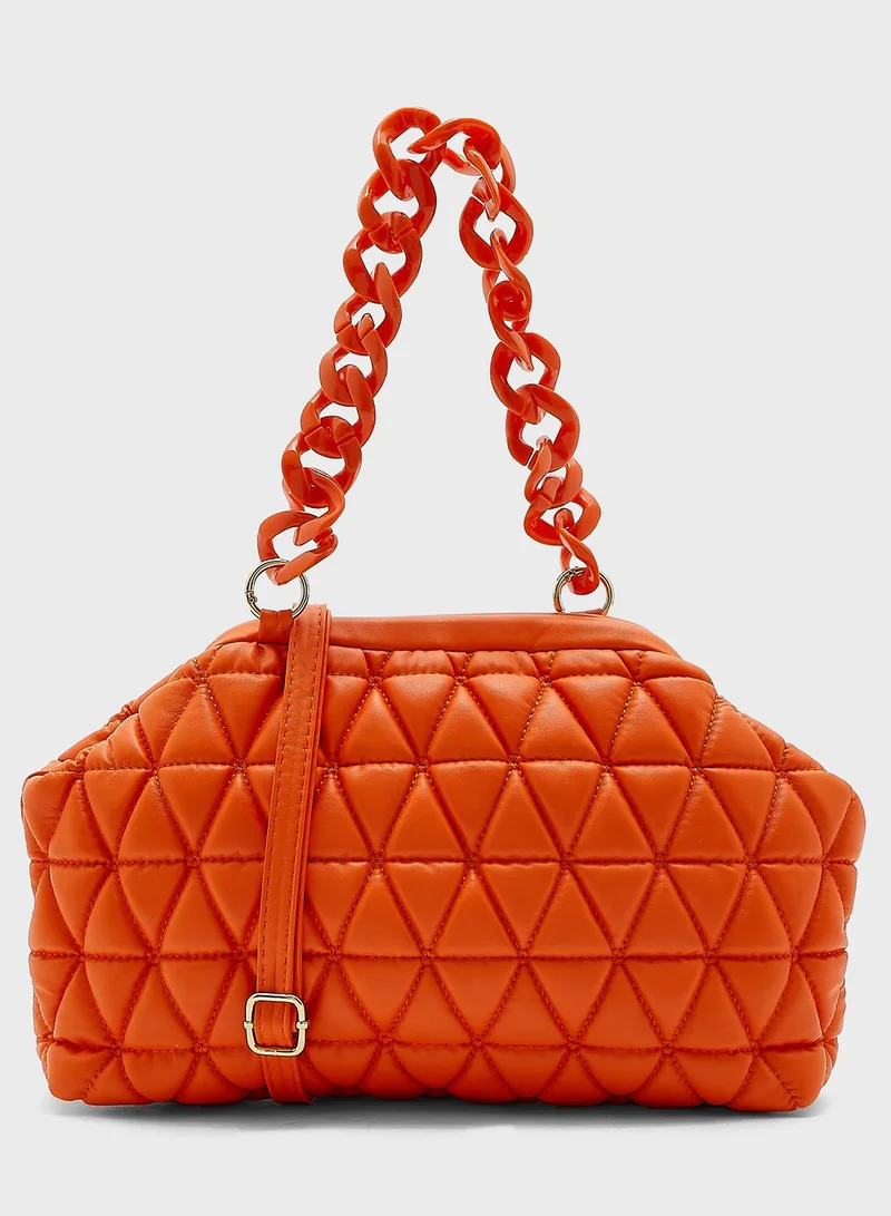 Ginger Quilted Pouch Handbag With Chain