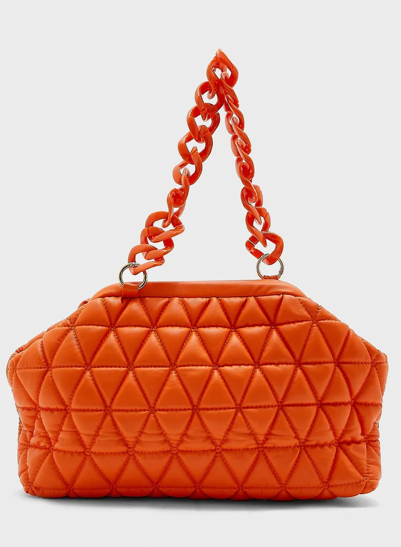 Ginger Quilted Pouch Handbag With Chain