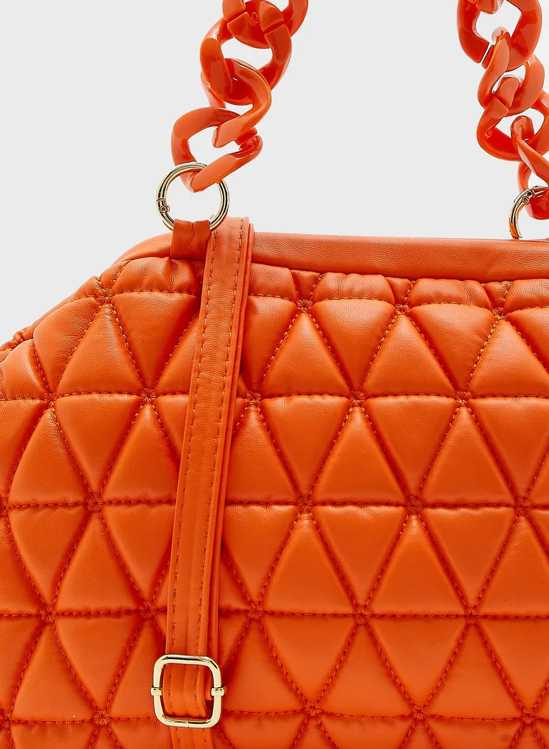 Ginger Quilted Pouch Handbag With Chain