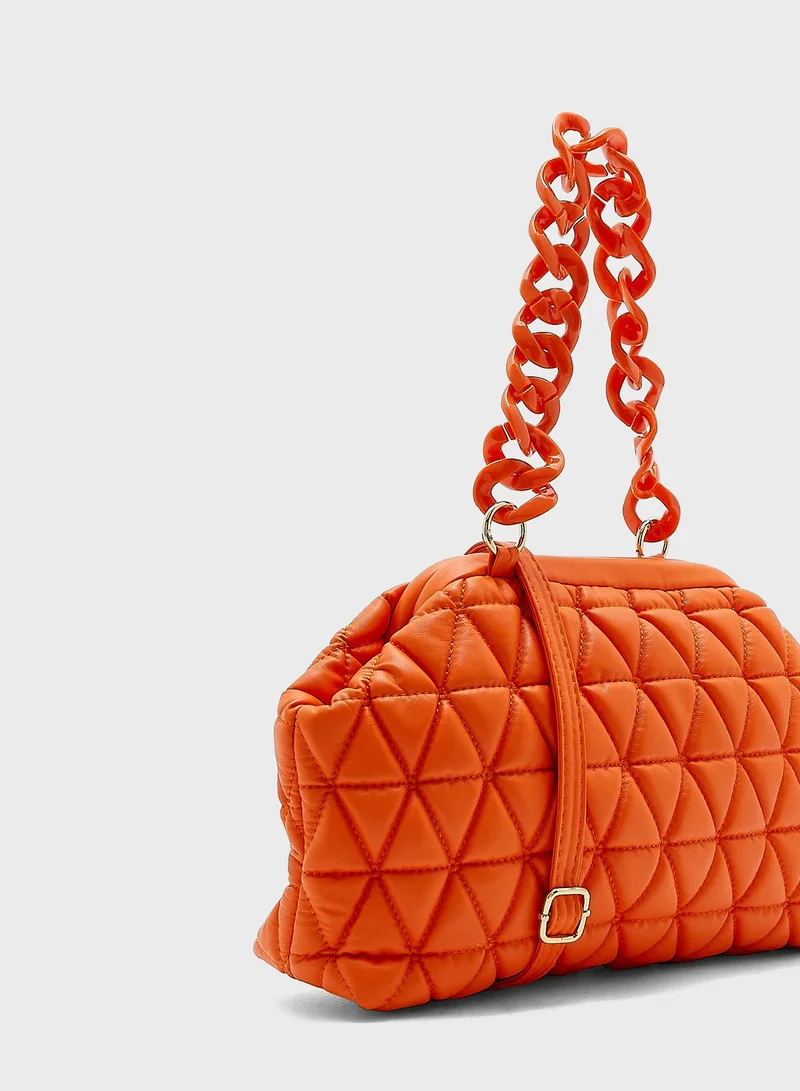 Ginger Quilted Pouch Handbag With Chain