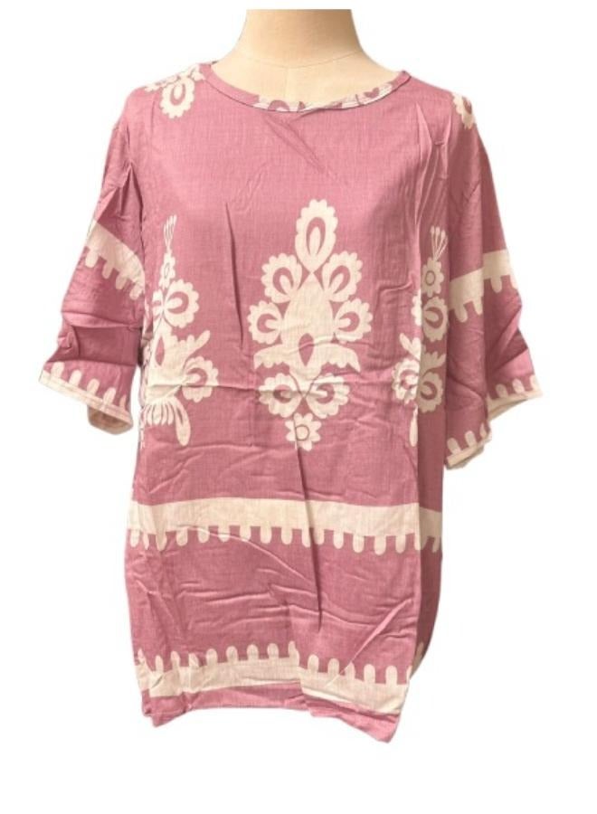 2pc Linen Printed Co-Ord Set for Women - Lightweight and Breathable Outfit - Casual Summer Top and Wide Leg Pants Fit Medium to Large  - Image 2