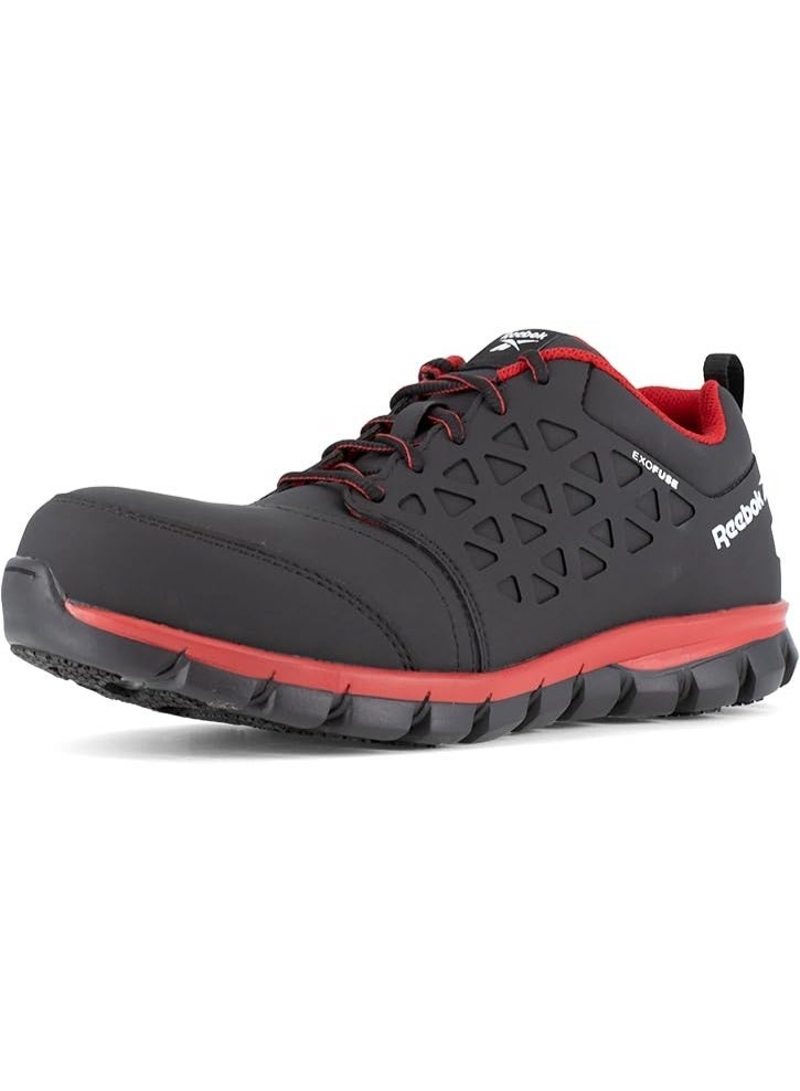 Reebok Work حذاء سلامة رجالي بمقدمة مركبة وتفريغ كهرباء ساكنة مقاوم للماء لون أسود وأحمر - Image 3