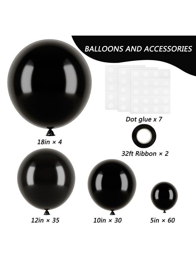 RUBFAC Black Balloons for Balloon Arch 129pcs Different Sizes Pack of 18 12 10 5 Inch Garland Kit, Latex Balloons for Birthday Party Decorations Graduation Wedding Decor - Image 2