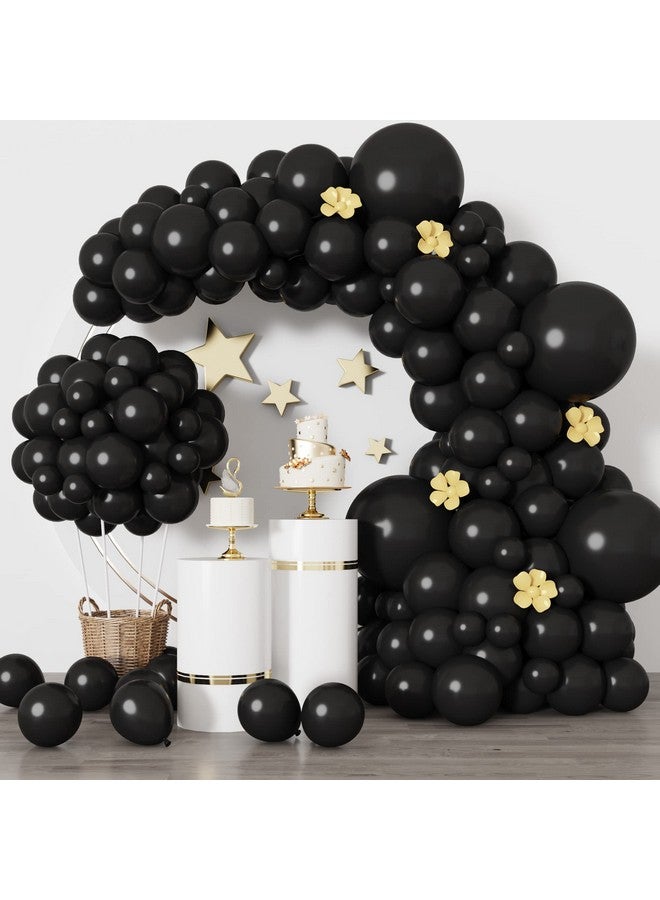 RUBFAC Black Balloons for Balloon Arch 129pcs Different Sizes Pack of 18 12 10 5 Inch Garland Kit, Latex Balloons for Birthday Party Decorations Graduation Wedding Decor - Image 1