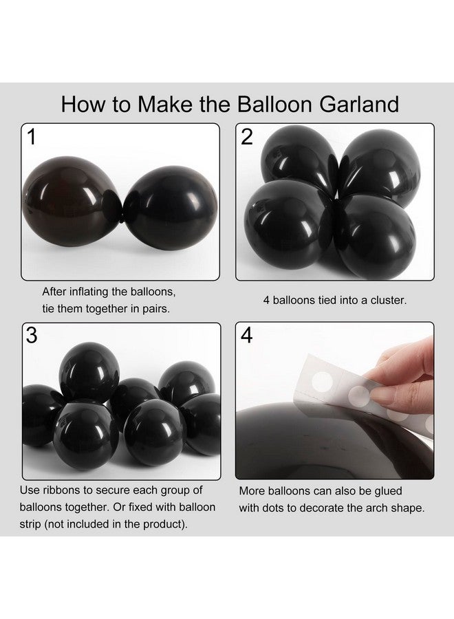 RUBFAC Black Balloons for Balloon Arch 129pcs Different Sizes Pack of 18 12 10 5 Inch Garland Kit, Latex Balloons for Birthday Party Decorations Graduation Wedding Decor - Image 4